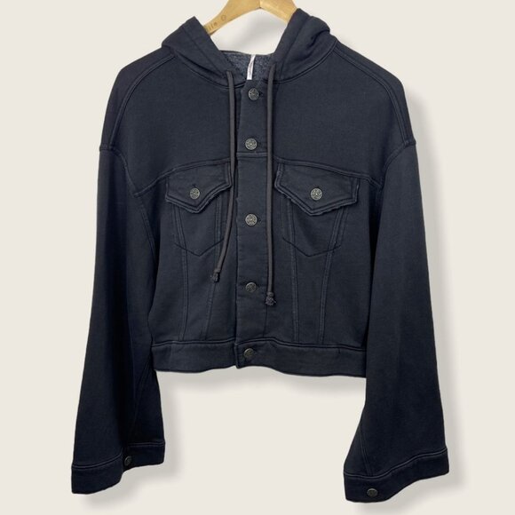 NWT Free People‎ Dreamers Charcoal Jacket Sweatshirt Size Small New With Tags S - Picture 4 of 15